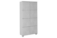 Tall White Sideboard 8 Door Storage Cabinet Cupboard with Swirl Pattern