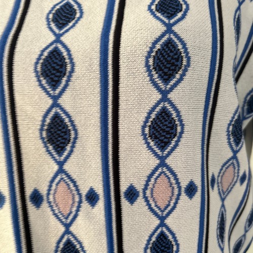 Vestido Shoshanna Melilla Estampado Tejido Funda Manga Corta Cuello Redondo Azul Blanco L - Imagen 8 de 15