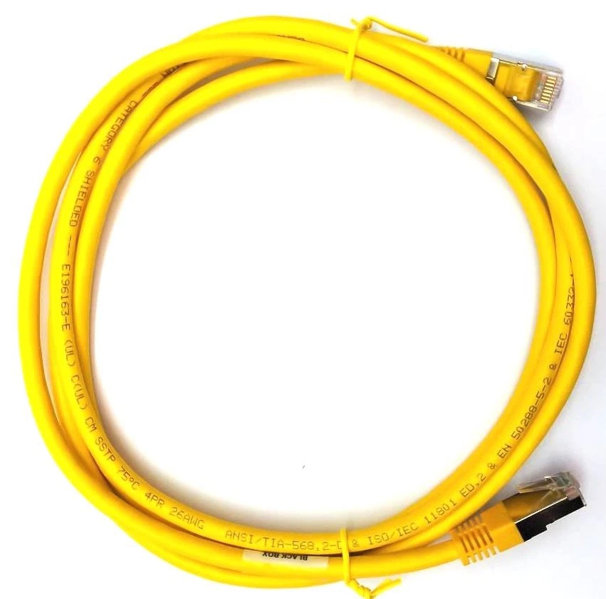 Cable de conexión trenzado blindado caja negra 26 AWG CAT6 amarillo 6 pies EVNSL0272YL-0006 Foto 3 de 4