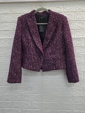 New Rag  Bone Valerie Tweed Crop Blazer Size 2 Burgundy