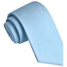 Branduce 3.15"  8cm  Mens Solid Satin Tie Pure Color Necktie  Gift Box Baby Blue