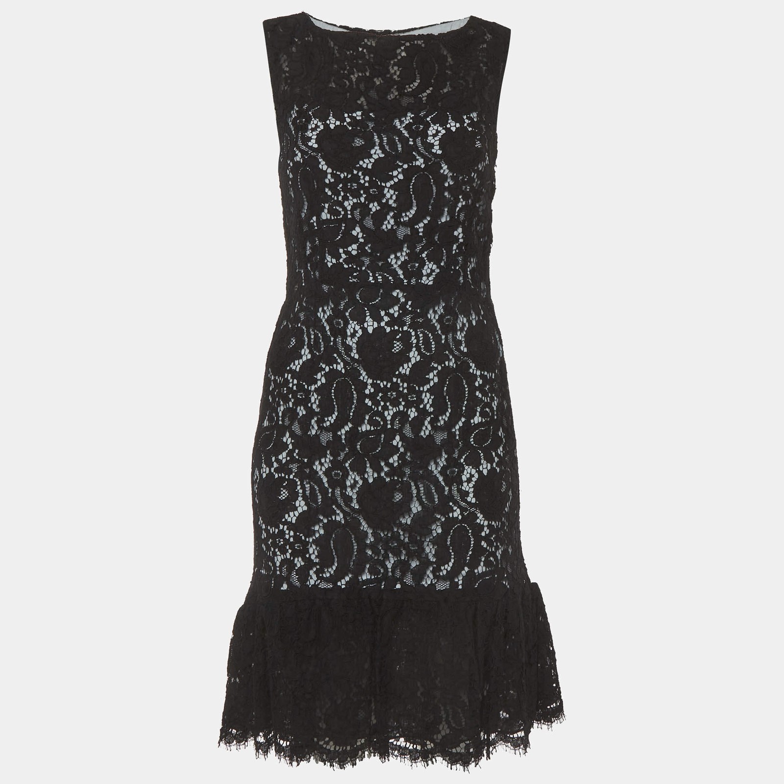 Balenciaga Black Lace Flounce Mini Dress M