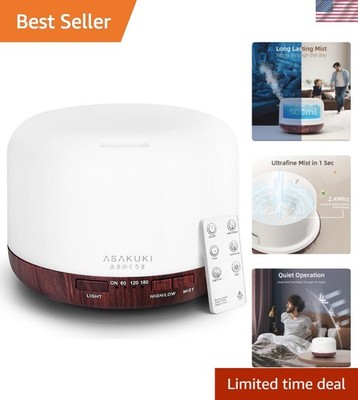 500ML Essential Oil Diffuser with Remote & 7 LED Colors for Luxe Aromatherapy
