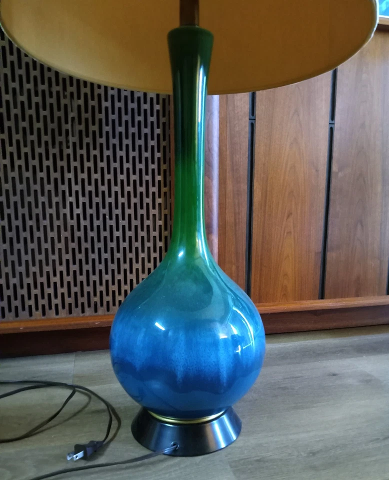 Lâmpada verde azul vintage anos 60 meados do século era atômica moderna - Imagem 3 de 4