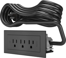 RD3RBK10 Radiant Furniture Power Center, Recessed Power Strip, 3 Outlets, 10 Foo