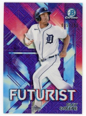 2021 Bowman Chrome Riley Greene Futurist Purple Mojo Refractor #/250 Tigers