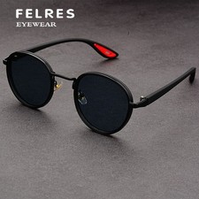 Men Metal Punk Sunglasses Fashion Round Frame Driving Fishing Glasses UV400 New