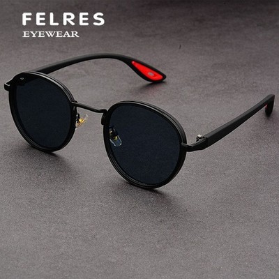 Men Metal Punk Sunglasses Fashion Round Frame Driving Fishing Glasses UV400 New 