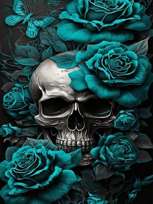 Roses and Skull Diamond Art Kits for Adults,Round 5D Diamond Painting Kits for B
