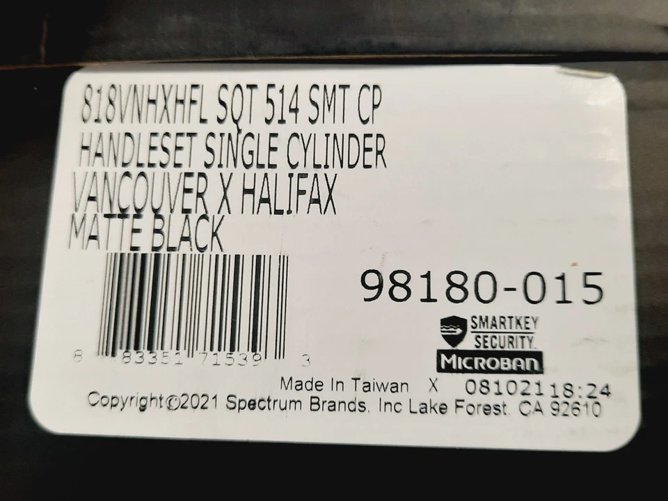 Juego de manijas de entrada con llave negro mate Kwikset Vancouver CP818VNHXHFLSQT-514S Foto 2 de 4