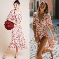 Faithfull The Brand x Anthropologie Rivera Midi Wrap Dress US 4 $168