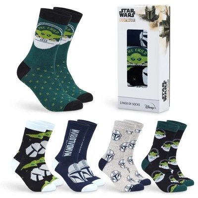 STAR WARS The Mandalorian Mens Socks, 5-Pack Baby Yoda Socks Men, Gifts For Men