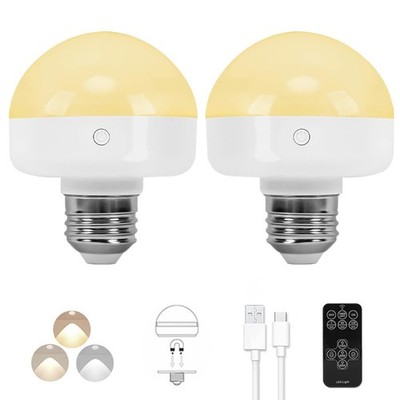 Rechargeable Battery Operated Light Bulb,2Packs,300LM,40W Equivalent,E26 Deta...