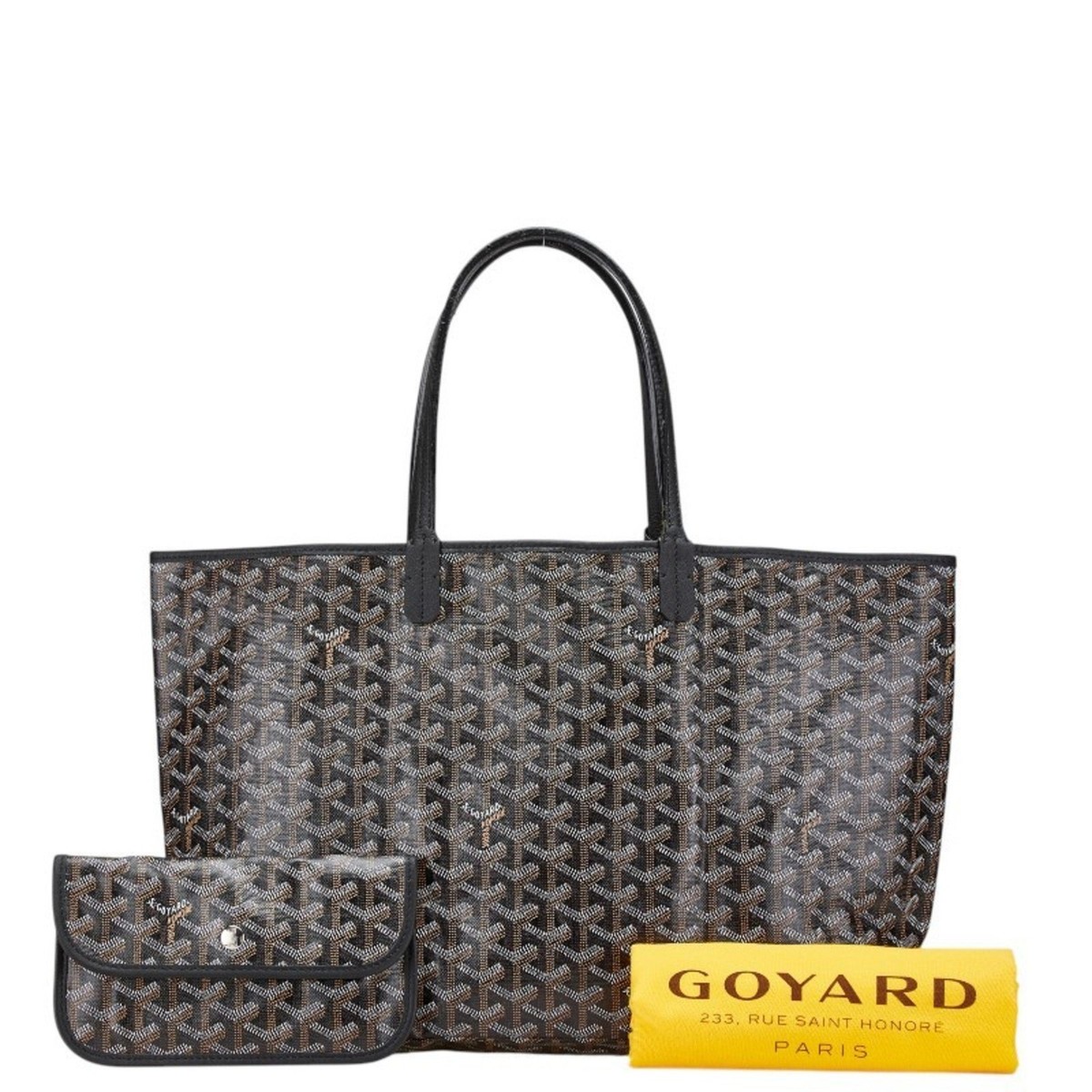 Goyard トートバッグ ブラック GOYARD Saint Louis PM Tote Bag Black Leather White lining w