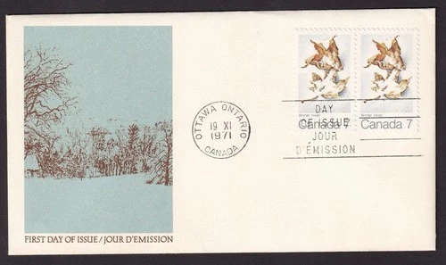 Canada FDC 1971 Maple Leaves in Winter, unaddressed, sc#538 pair