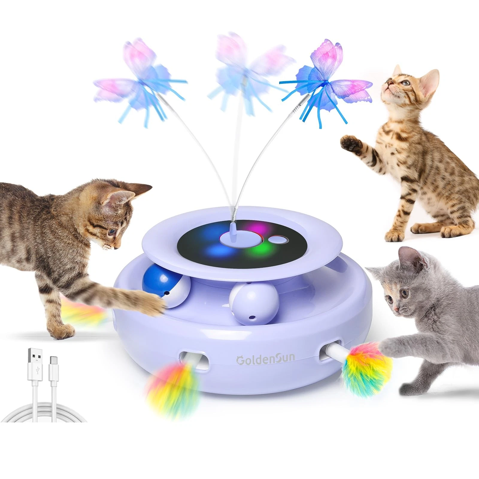 3-In-1 Interactive Cat Toys for Indoor Cats Adult, Smart Cat Feather