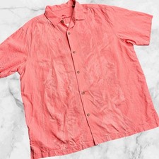 Tommy Bahama 100 Silk Short Sleeve Button-Up Camp Shirt Coral Pink Men's XL