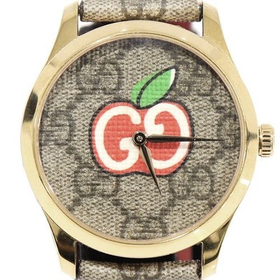 Gucci Steel Quartz Watch with Apple Logo Women 38MM 126.4 YA1264158 145236410