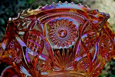 ANTIQUE IMPERIAL FASHIONS CARNIVAL GLASS PUNCH SET - MARIGOLD