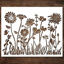 Large Wildflower Stencil for Painting 15X12 Inches - Reusable Craft Stencils