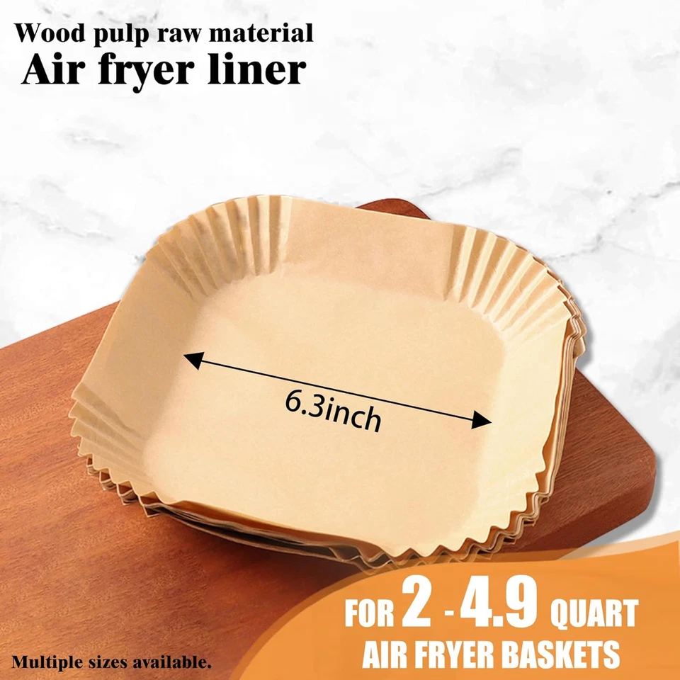 Nuevo revestimiento de papel desechable para freidora de aire antiadherente para hornear revestimientos a prueba de aceite cuadrados Foto 2 de 4