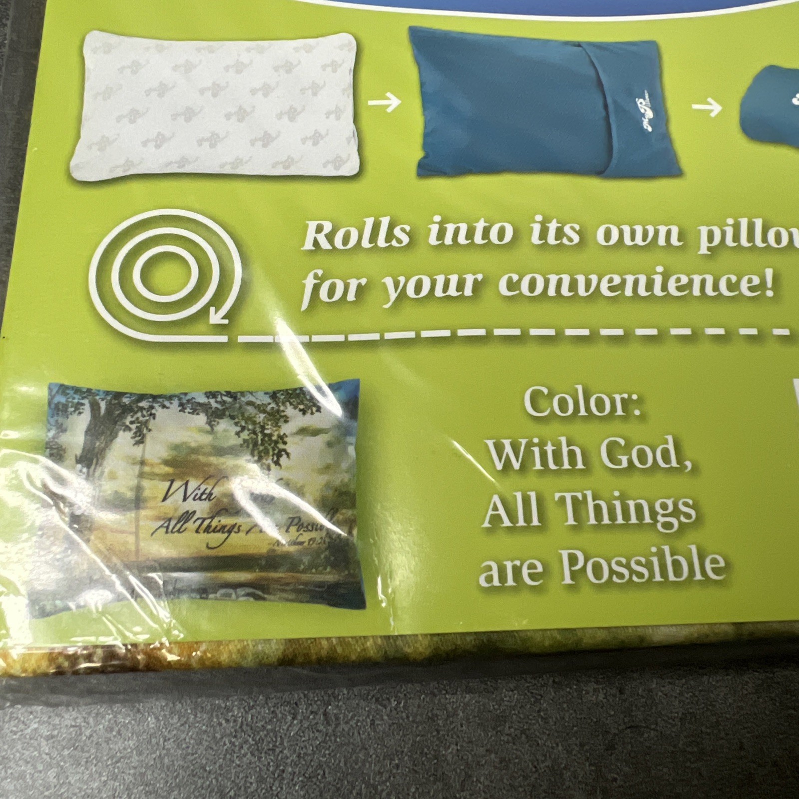 NEW My Pillow Roll & Go Pillowcase With God All Things Possible America 12"x 18"