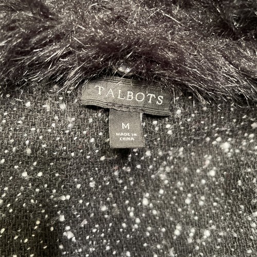 Talbots Weste Medium schwarz abnehmbarer Kunstfellkragen Lederbesatz vorne offen - Bild 6 von 7