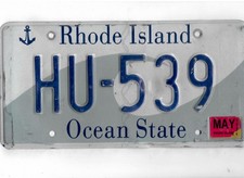 RHODE ISLAND passenger 2023 license plate "HU-539"