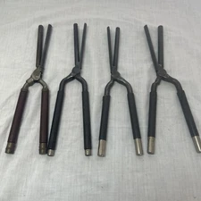 4 Vintage Stove Curling Irons. 3 Kizure L.A Irons & 1 Others