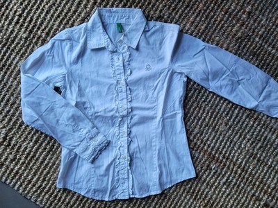Benetton festliche Bluse tailliert mit Rüschen Gr. 128 / 7 -8 Jahre Chic