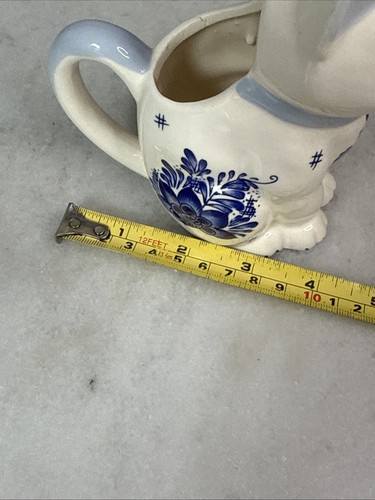Vintage Delft Blue & White Floral Cat Pitcher Creamer - Picture 5 of 9