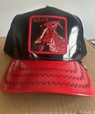 Goorin Bros Trucker Hat GOAT Farm Animal Black Red Patent Leather Snapback Cap