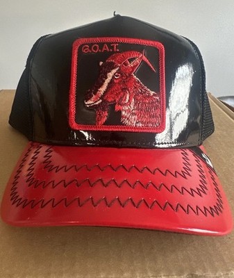 Goorin Bros Trucker Hat GOAT Farm Animal Black Red Patent Leather Snapback Cap