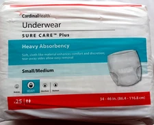 Cardinal Health Sure Care Plus Underwear Heavy Absorbency Small/Medium 25 ct