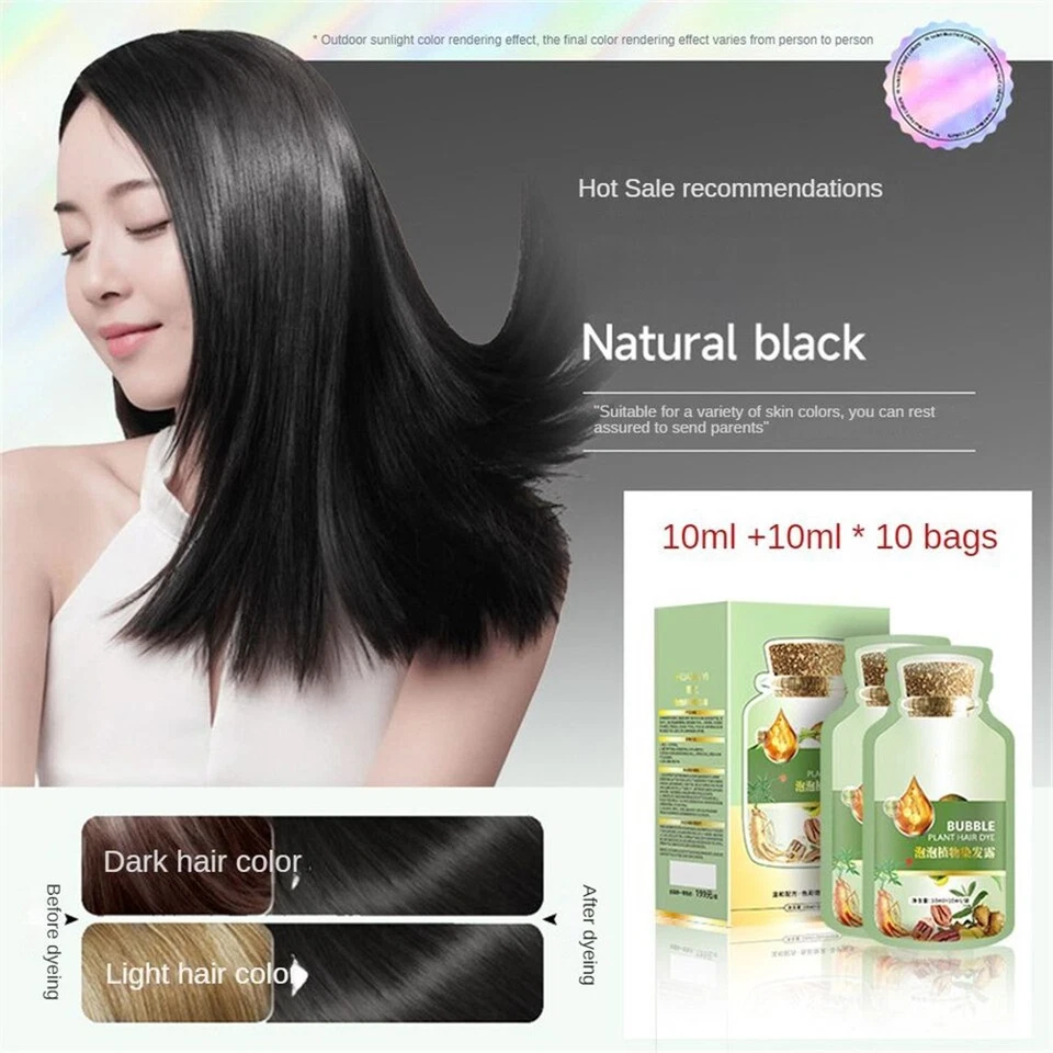 Natural Plant Hair Dye"New Botanical Bubble Hair Dye 20ml x10 packs -Shampoo: US - Image 4 of 4