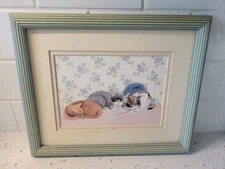 three sleeping kittens vintage framed print
