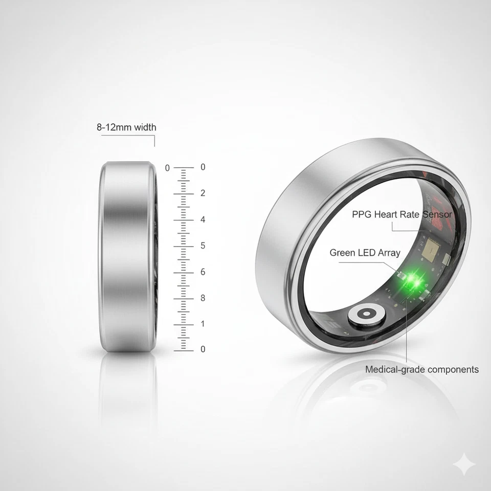 Colmi R2 Smart Ring Fitness Tracker Health Sleep Stress SpO2 Monitor iOS Android - Image 3 of 4