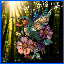 Colorful 6 Inch Hummingbird Window Hanging - Acrylic Suncatcher Decoration