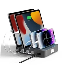 Charging Station for Multiple Devices - 4-Port 20W PD USB-C Charger for grey