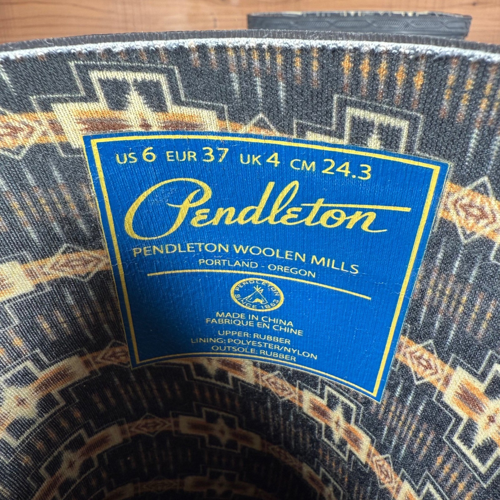 Pendleton Black Geometric Pattern Rubber Rain Boo… - image 6