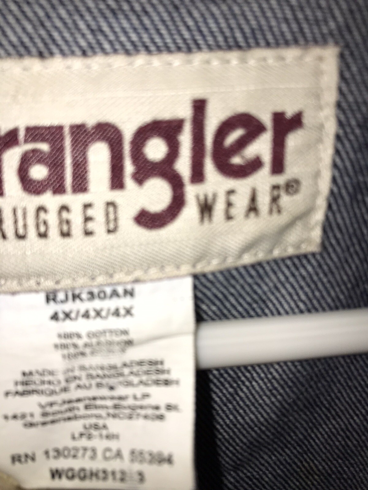 Wrangler Rugged Wear Indigo Blue Denim Trucker Jacket Soft Denim Big  Mens Sz 4X
