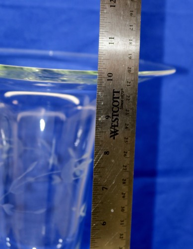 PRINCESS HOUSE 10.25" Heritage Hand Blown Crystal FLARED Vase w/ Etched Flowers - Picture 6 of 11