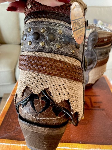 NIB Corral Western boots Sz 6.5 Geraldine Cognac Removable Sleeve Snip Toe $248 - Picture 11 of 22