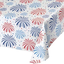 Fireworks Table Cover Bonfire Night Red White Blue Patriotic Party Tablecover