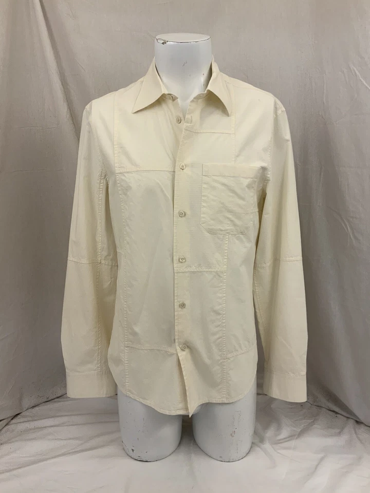 Armani Exchange 衬衫 M 黄色纽扣 100% 棉长袖二手状况完好 YGI S1-22 — 第 2/4 张图片