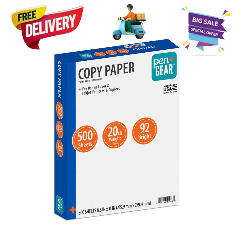 8.5x11 20 lb White Copy Paper 500 Sheets for Home Office School