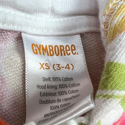Gymboree Aloha Sunshine Floral Hoodie Jacket Sweatshirt XS 3-4 Pink Yellow - Picture 4 of 5