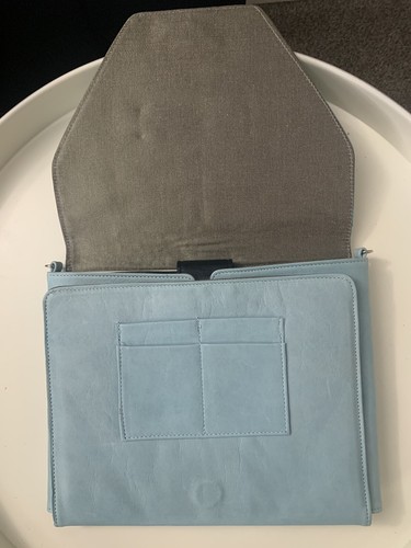 Unique Soft Leather Tablet or Sketchpad Portfolio Fits 9"x7" Blue Made in USA - Picture 2 of 6