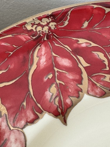 Italienische Keramik Weihnachten Servierschale rote Blumen Weihnachtsstern 17" Herzstück - Bild 6 von 20