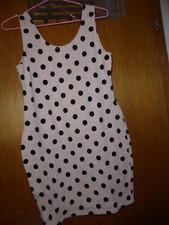 Damen Kleid /  schwarz weiß   / Pfirsichfarben /